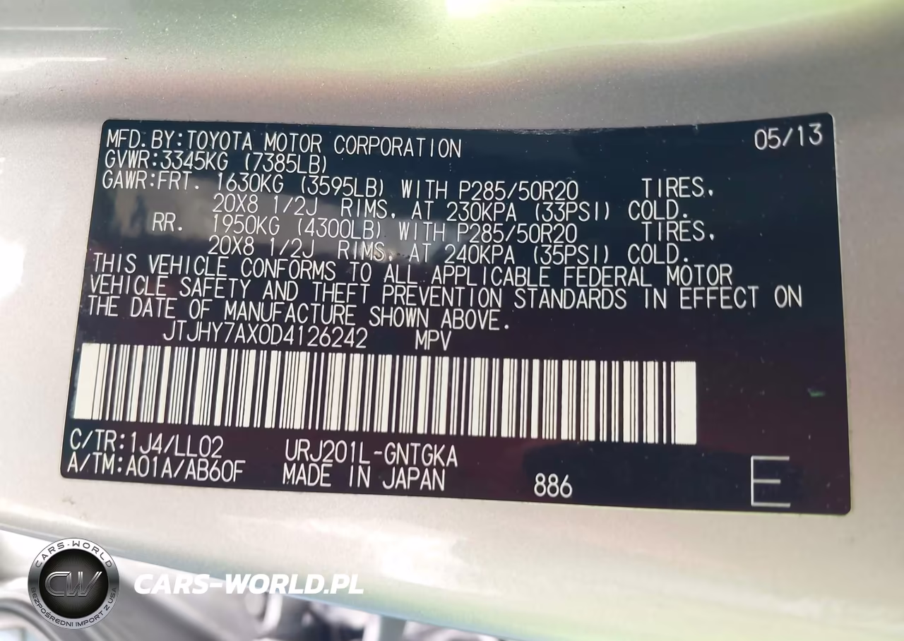 2013 Lexus Lx 570 VIN:JTJHY7AX0D4126242 - 9