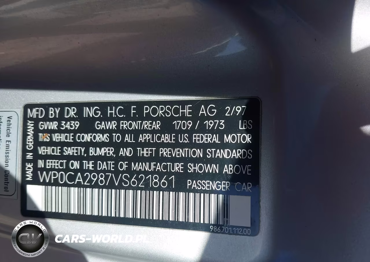 1997 Porsche Boxster VIN:WP0CA2987VS621861 - 9