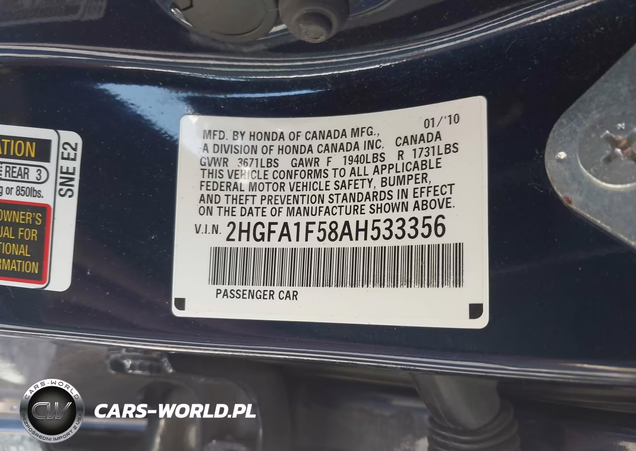 2010 Honda Civic Lx VIN:2HGFA1F58AH533356 - 9