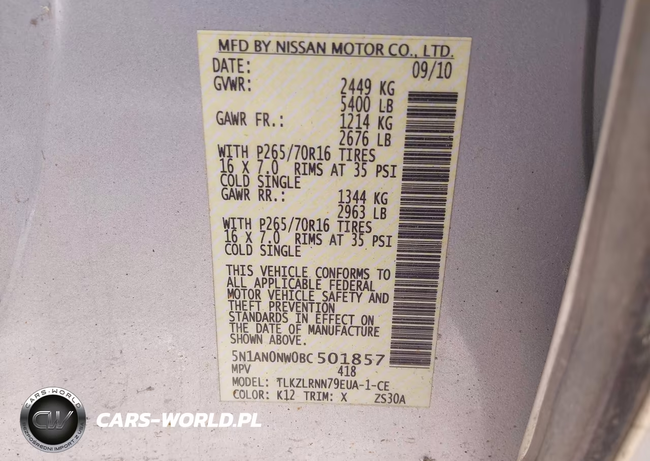 2011 Nissan Xterra S VIN:5N1AN0NW0BC501857 - 9