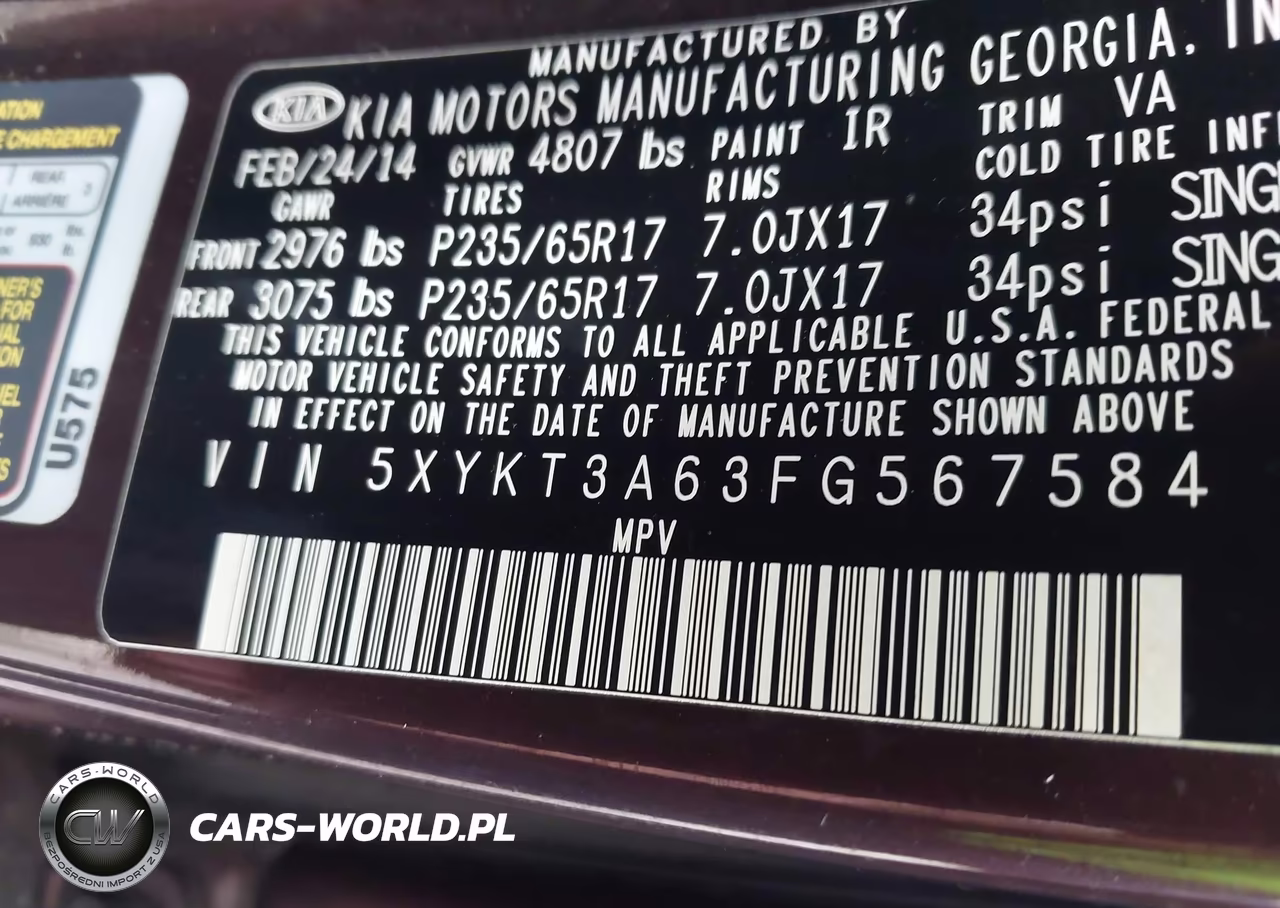 2015 Kia Sorento Lx VIN:5XYKT3A63FG567584 - 9