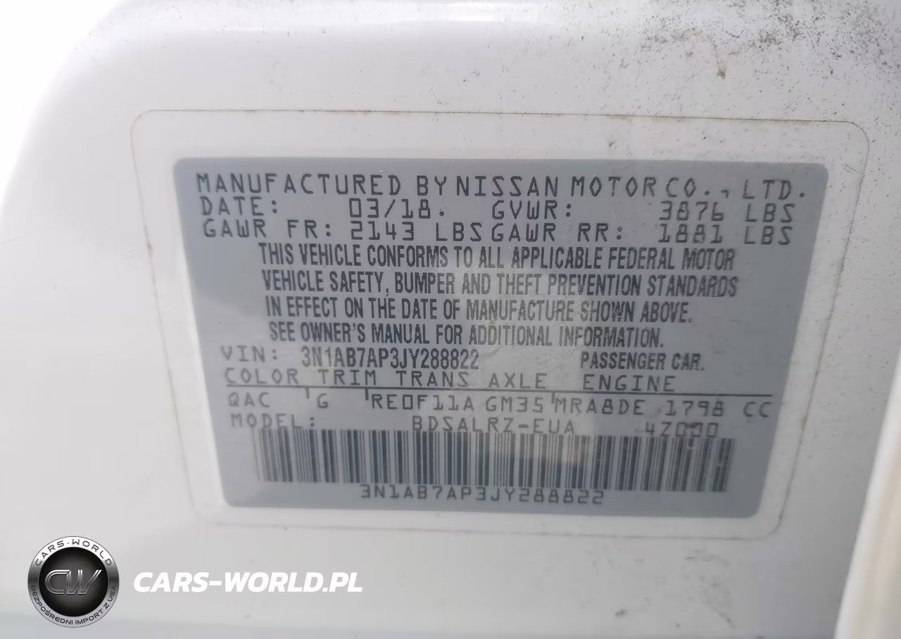 2018 Nissan Sentra Sr VIN:3N1AB7AP3JY288822 - 9