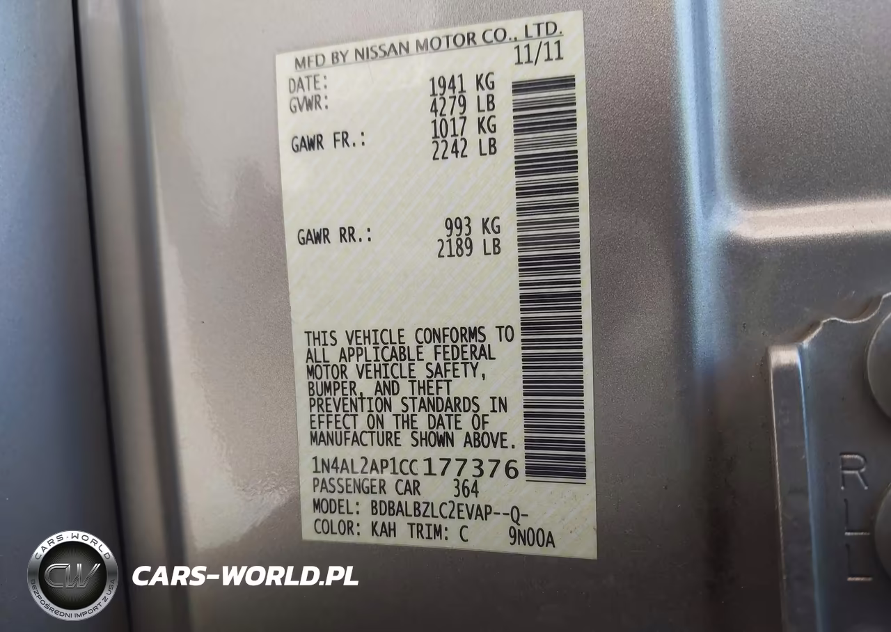 2012 Nissan Altima 2.5 S VIN:1N4AL2AP1CC177376 - 12