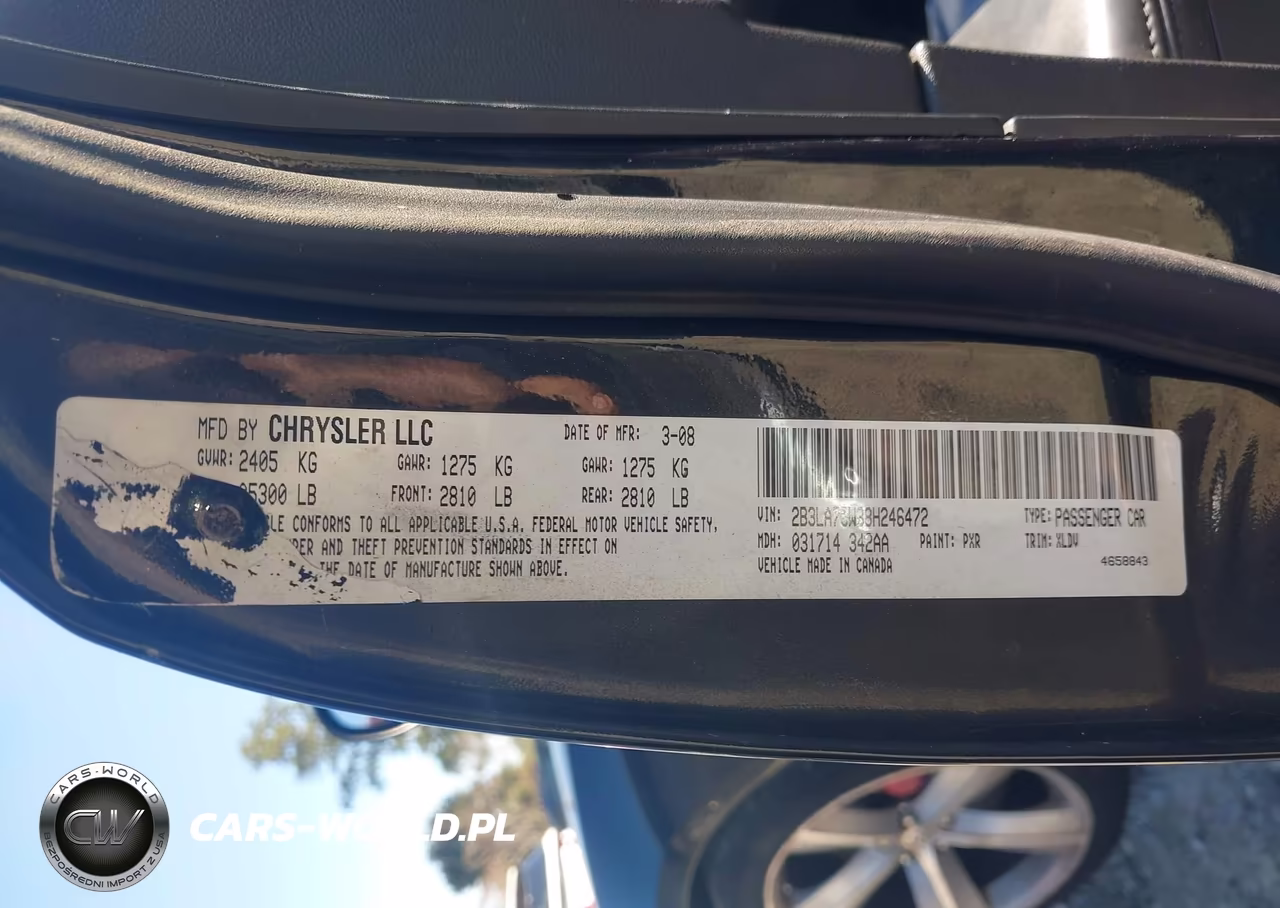 2008 Dodge Charger Srt8 VIN:2B3LA73W38H246472 - 9