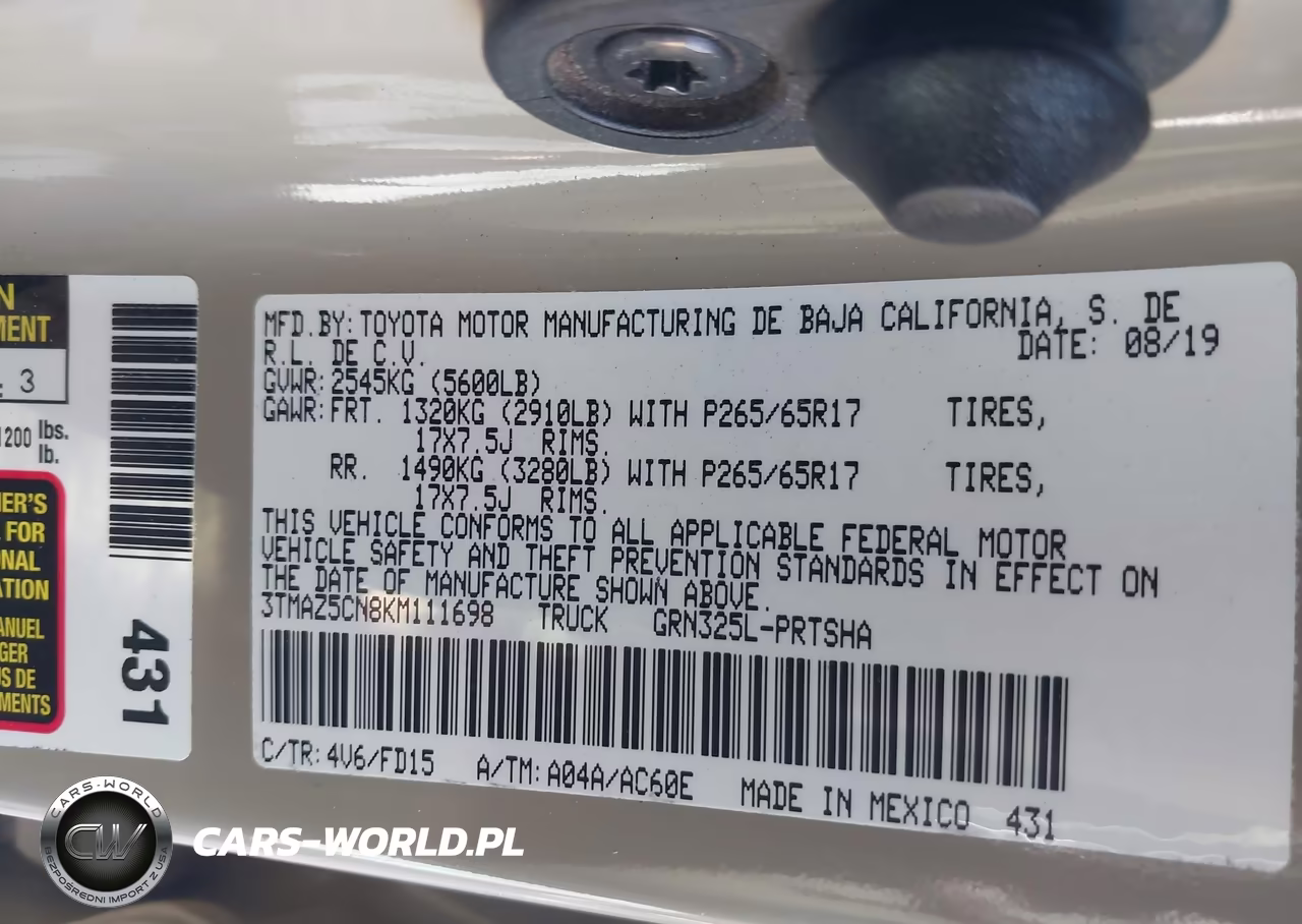 2019 Toyota Tacoma Trd Sport VIN:3TMAZ5CN8KM111698 - 9