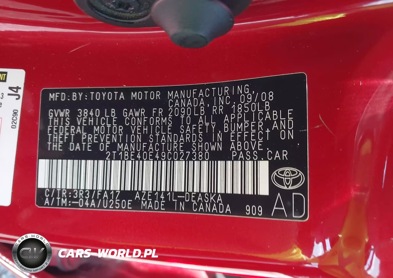 2009 Toyota Corolla Xrs VIN:2T1BE40E49C027380 - 9