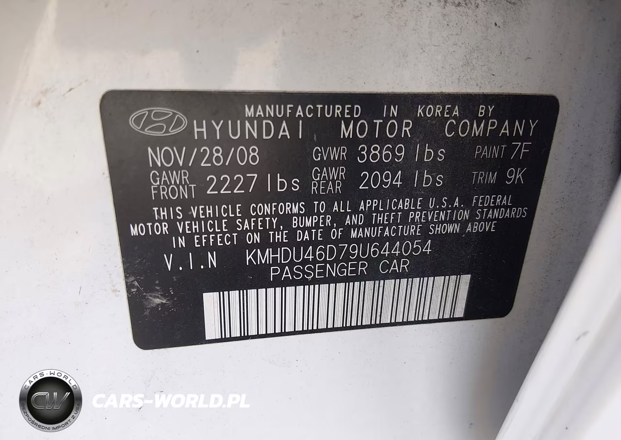 2009 Hyundai Elantra Gls VIN:KMHDU46D79U644054 - 9