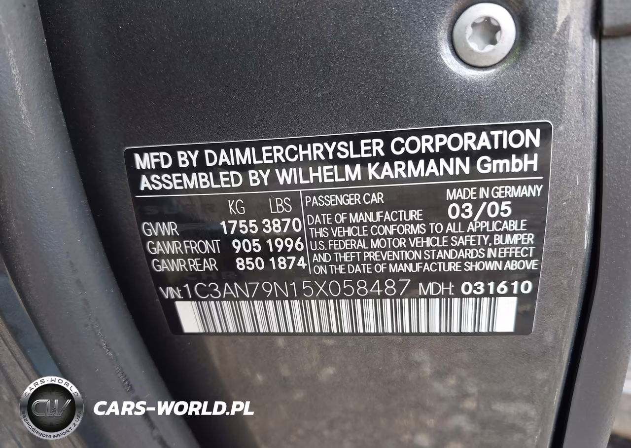 2005 Chrysler Crossfire Srt-6 VIN:1C3AN79N15X058487 - 9