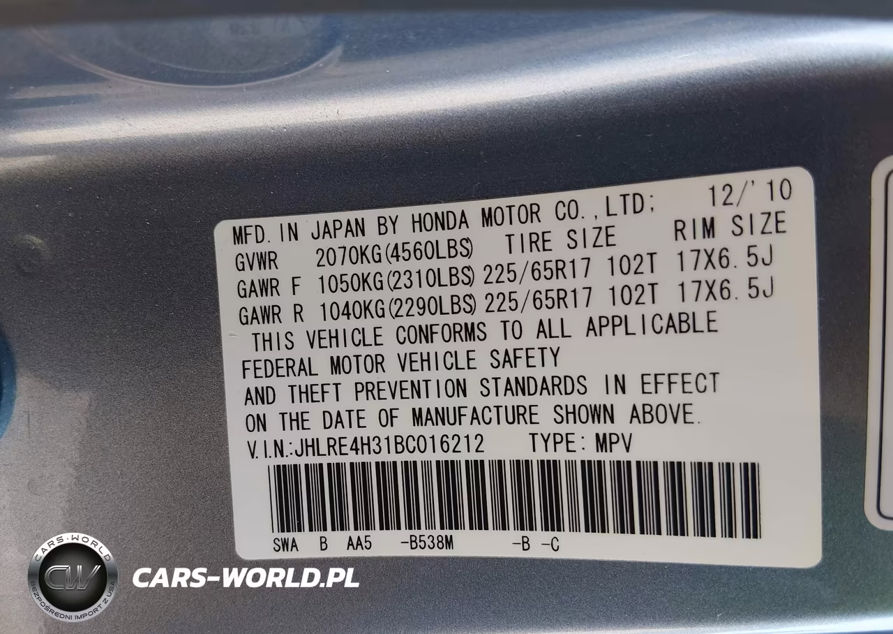 2011 Honda Cr-V Lx VIN:JHLRE4H31BC016212 - 9