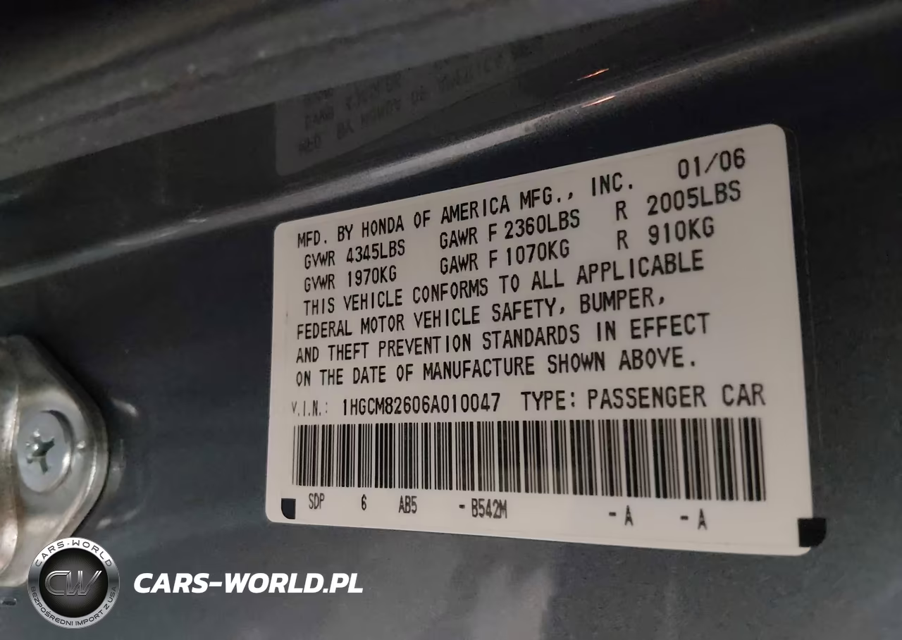 2006 Honda Accord 3.0 Ex VIN:1HGCM82606A010047 - 9