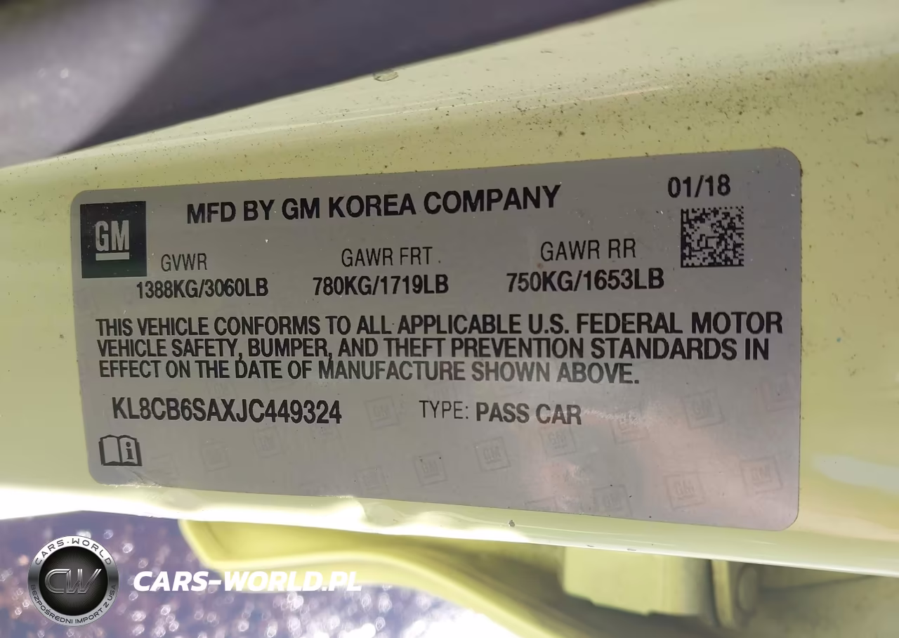 2018 Chevrolet Spark Ls Cvt VIN:KL8CB6SAXJC449324 - 9