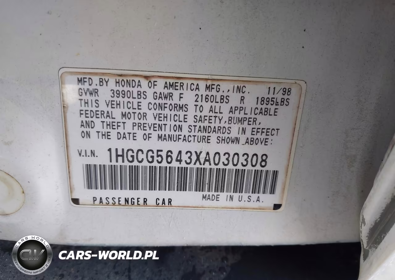 1999 Honda Accord Lx VIN:1HGCG5643XA030308 - 9
