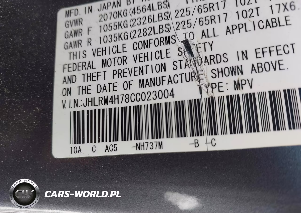 2012 Honda Cr-V Ex-L VIN:JHLRM4H78CC023004 - 9