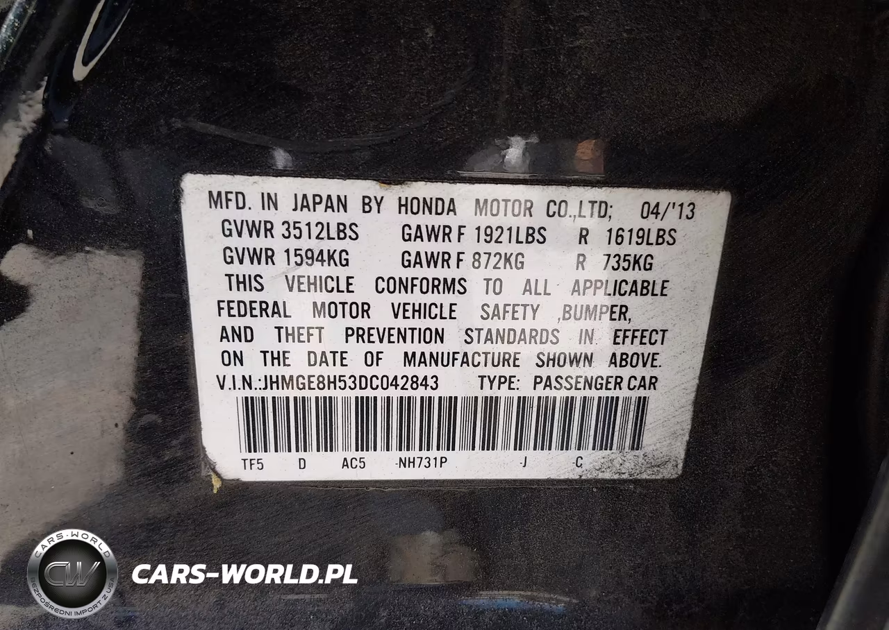 2013 Honda Fit Sport VIN:JHMGE8H53DC042843 - 9