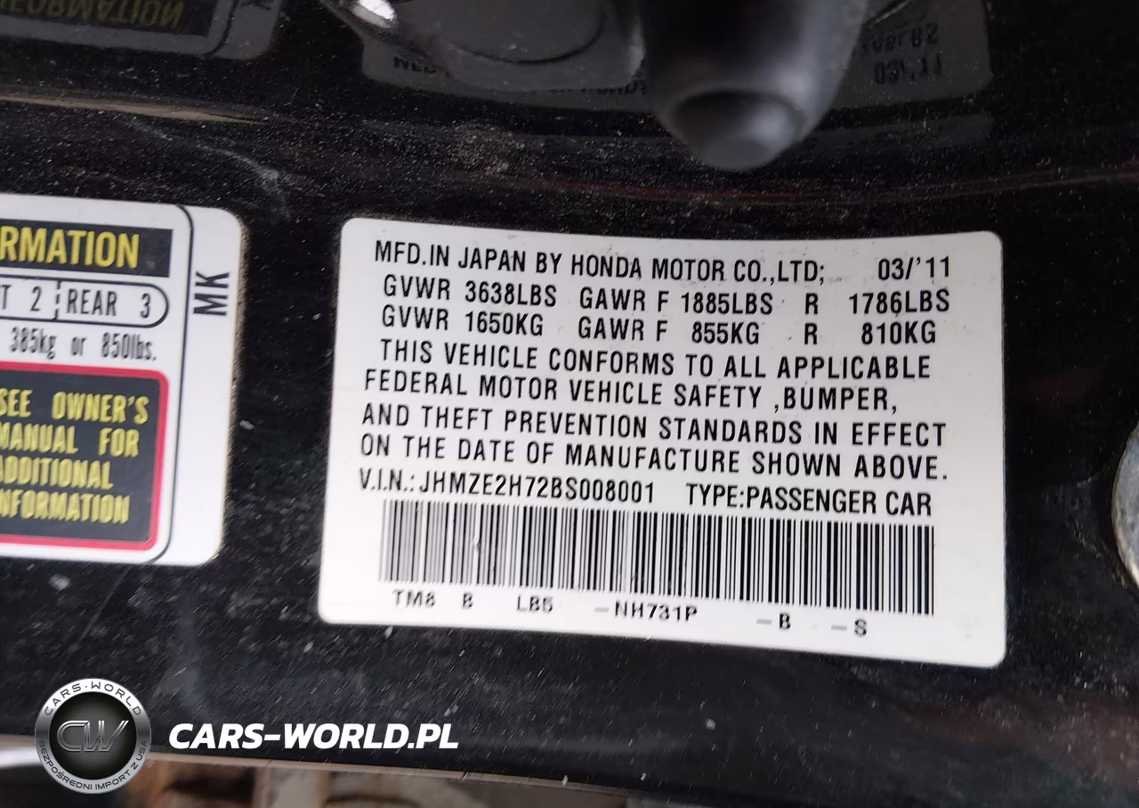 2011 Honda Insight Ex VIN:JHMZE2H72BS008001 - 9