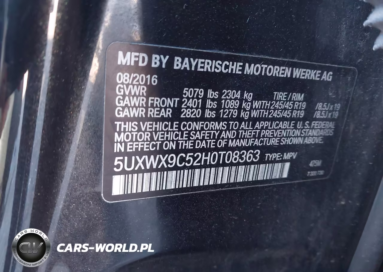 2017 BMW X3 xDrive28I VIN:5UXWX9C52H0T08363 - 9