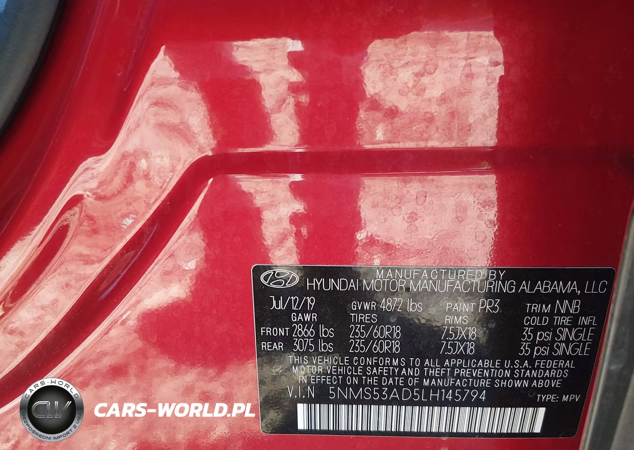 2020 Hyundai Santa Fe Limited VIN:5NMS53AD5LH145794 - 9