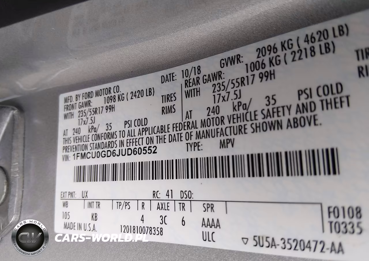2018 Ford Escape Se VIN:1FMCU0GD6JUD60552 - 9