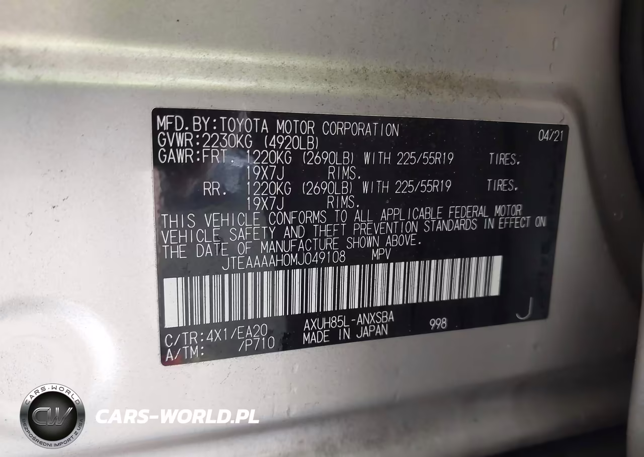 2021 Toyota Venza Limited VIN:JTEAAAAH0MJ049108 - 9