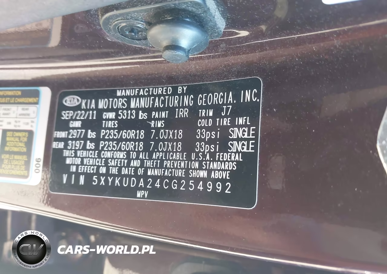 2012 Kia Sorento Ex V6 VIN:5XYKUDA24CG254992 - 9