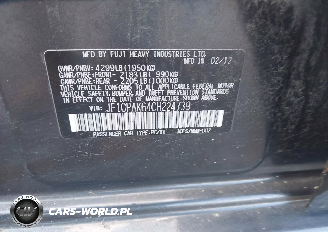 2012 Subaru Impreza 2.0I Limited VIN:JF1GPAK64CH224739 - 9