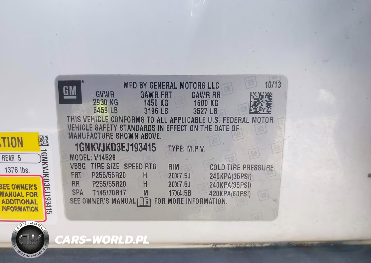 2014 Chevrolet Traverse Ltz VIN:1GNKVJKD3EJ193415 - 9