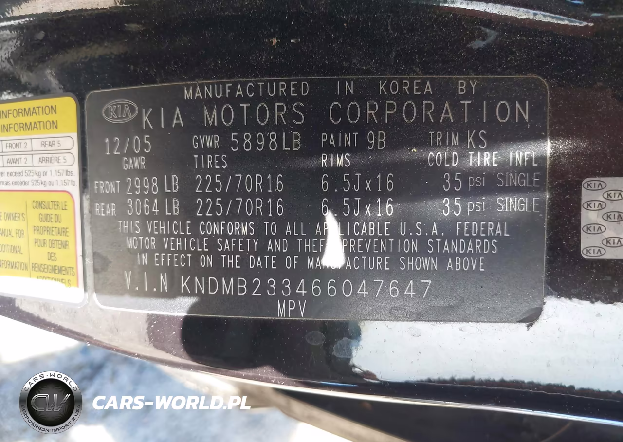 2006 Kia Sedona Ex-Lx VIN:KNDMB233466047647 - 9