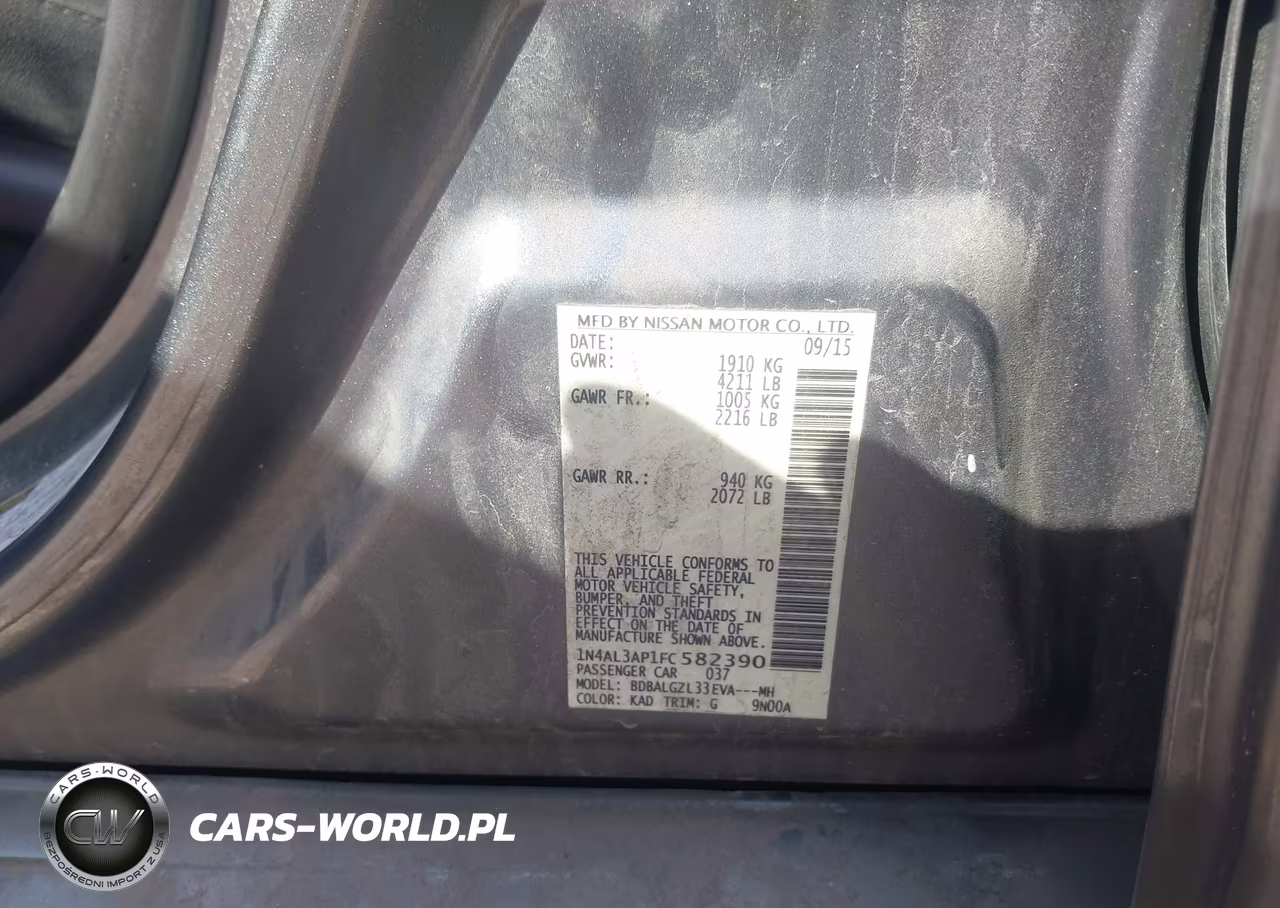 2015 Nissan Altima 2.5 S VIN:1N4AL3AP1FC582390 - 9