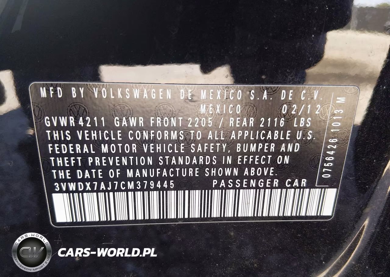 2012 Volkswagen Jetta 2.5L Se VIN:3VWDX7AJ7CM379445 - 9