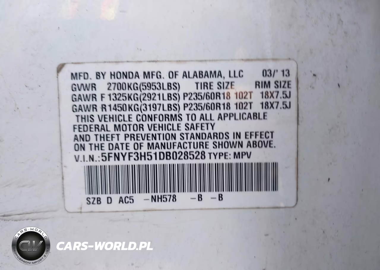 2013 Honda Pilot Ex-L VIN:5FNYF3H51DB028528 - 9