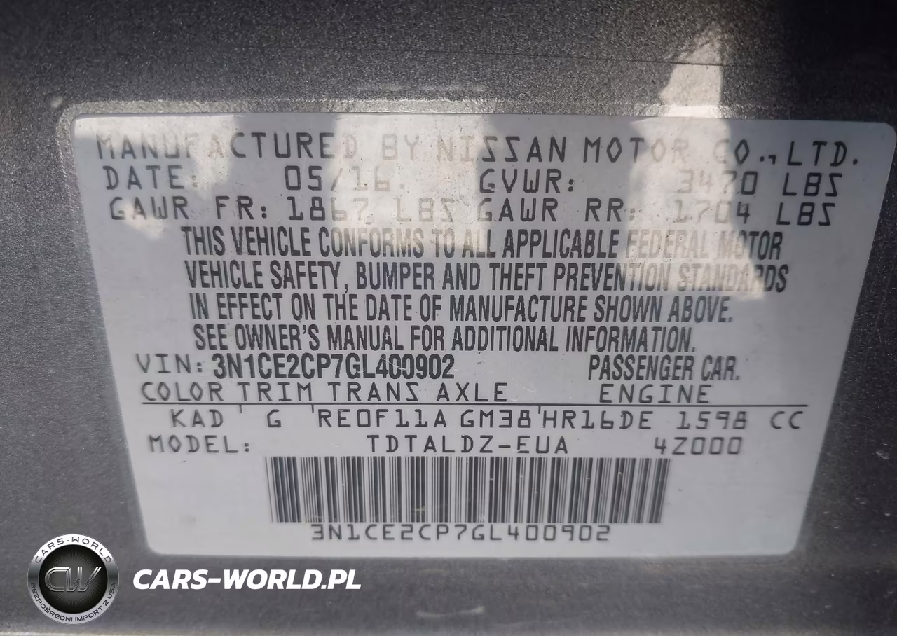 2016 Nissan Versa Note S (Sr)-S Plus-Sl-Sr-Sv VIN:3N1CE2CP7GL400902 - 9
