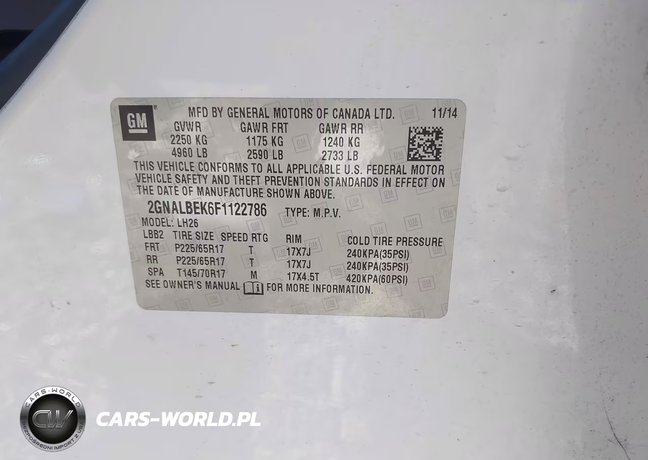 2015 Chevrolet Equinox 1Lt VIN:2GNALBEK6F1122786 - 9