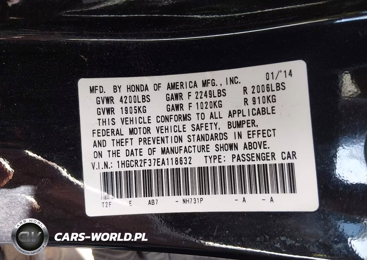2014 Honda Accord Lx VIN:1HGCR2F37EA118632 - 9