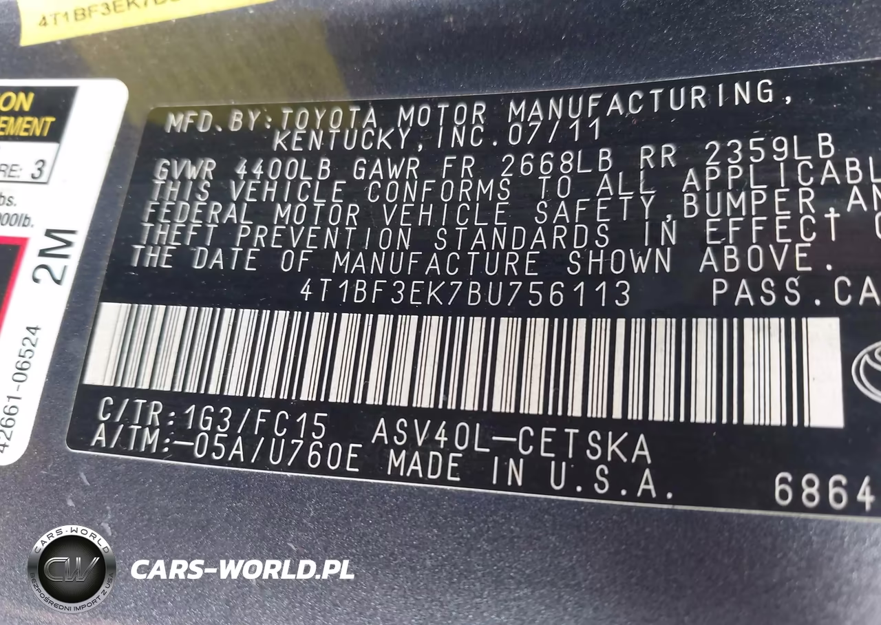 2011 Toyota Camry Se VIN:4T1BF3EK7BU756113 - 9
