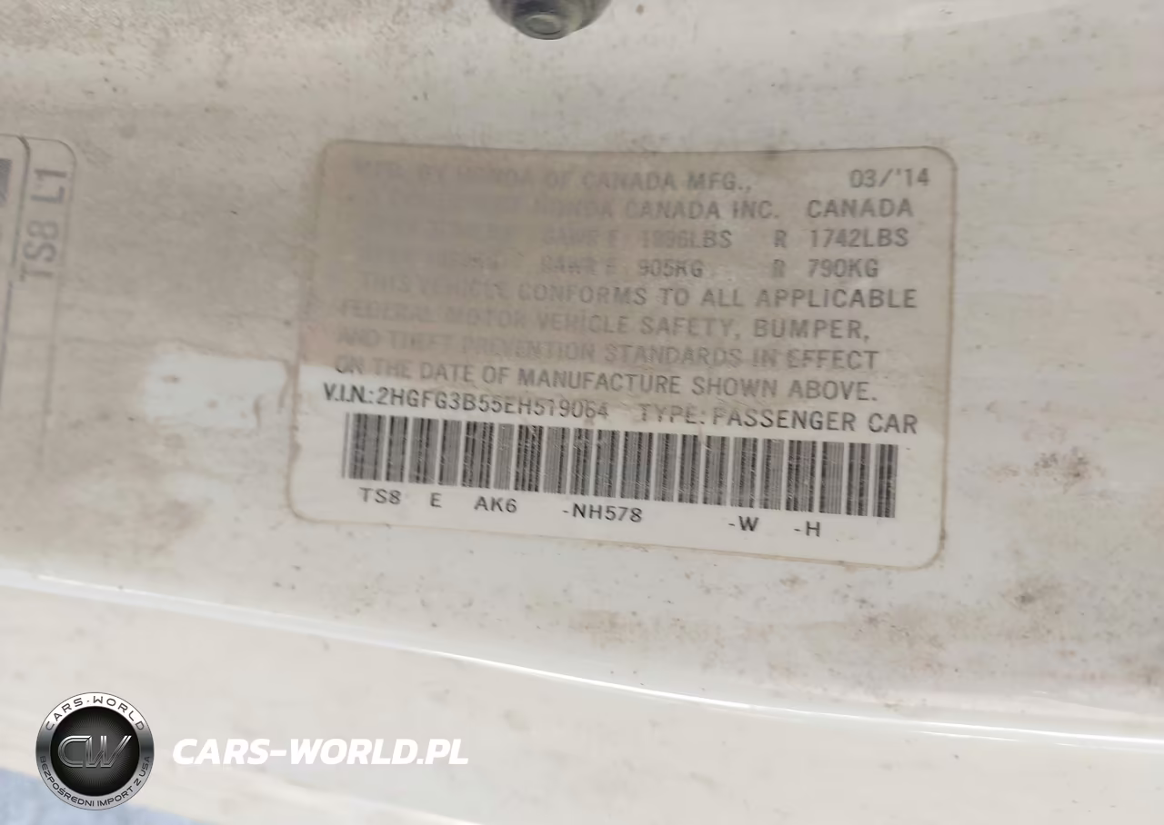 2014 Honda Civic Lx VIN:2HGFG3B55EH519064 - 9
