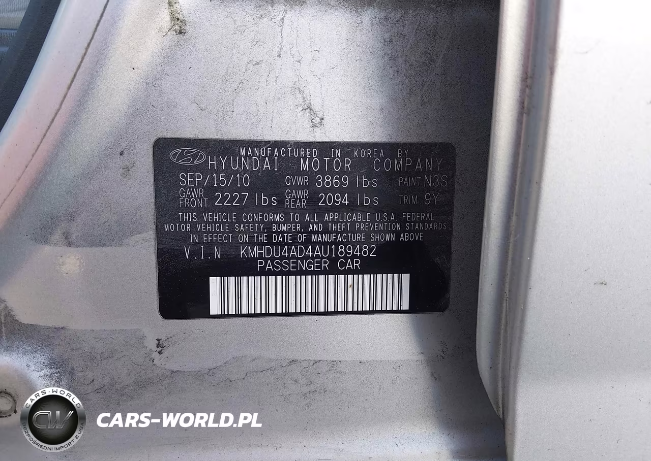 2010 Hyundai Elantra Gls VIN:KMHDU4AD4AU189482 - 9
