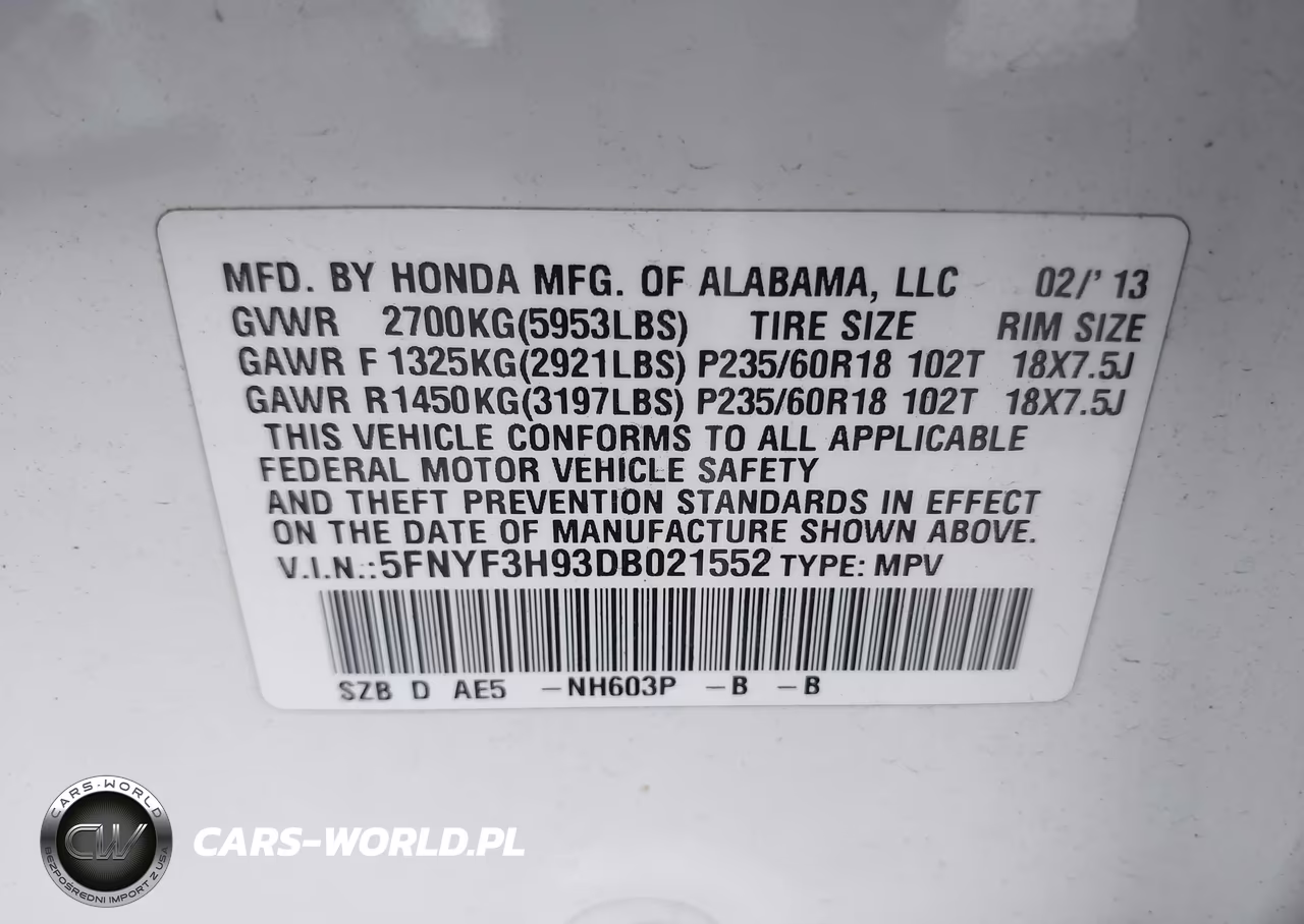 2013 Honda Pilot Touring VIN:5FNYF3H93DB021552 - 9