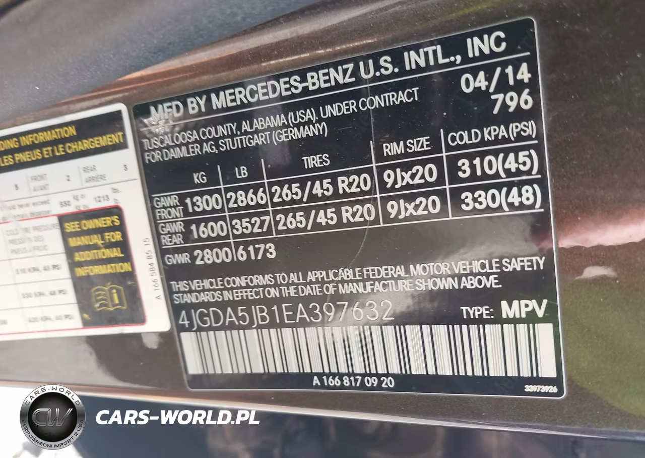 2014 Mercedes-Benz Ml 350 VIN:4JGDA5JB1EA397632 - 9