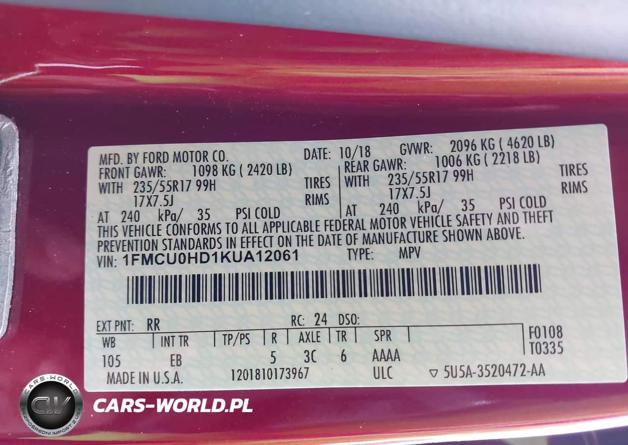 2019 Ford Escape Sel VIN:1FMCU0HD1KUA12061 - 9