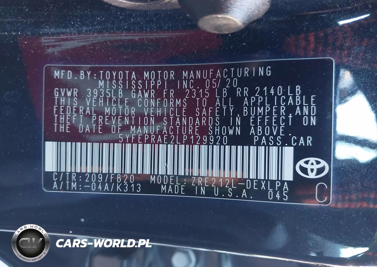 2020 Toyota Corolla Le VIN:5YFEPRAE2LP129920 - 9
