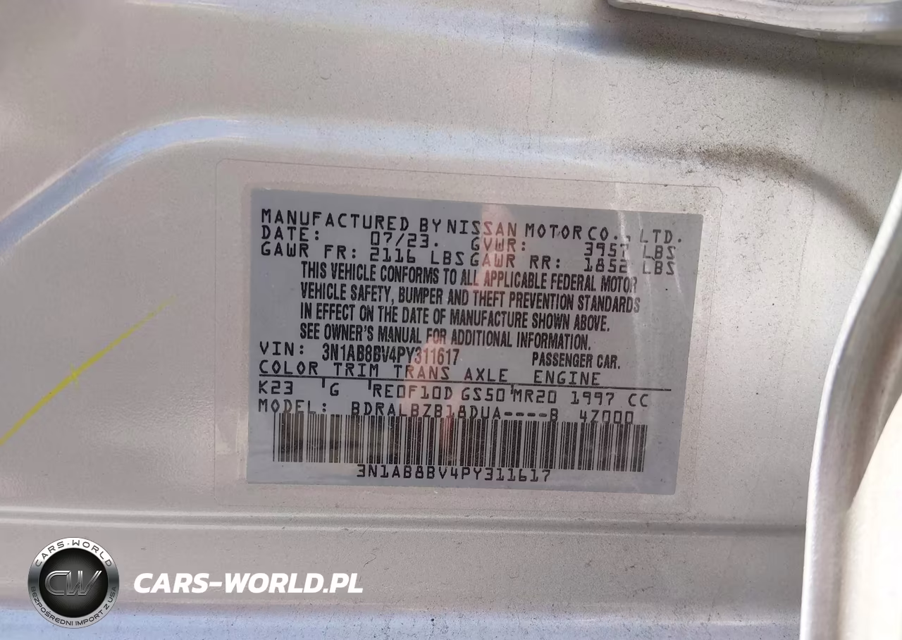 2023 Nissan Sentra S Xtronic Cvt VIN:3N1AB8BV4PY311617 - 9
