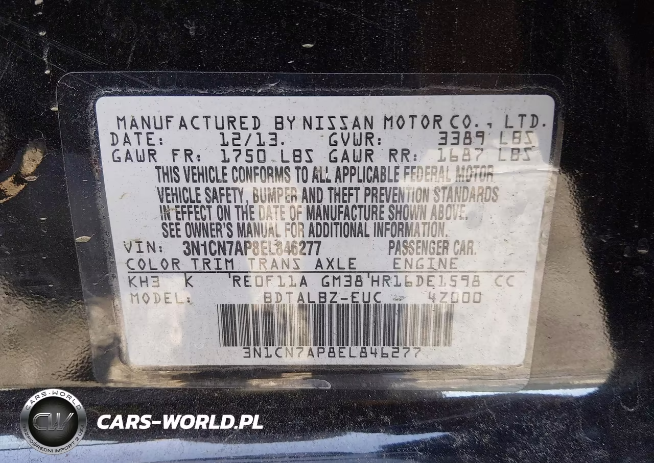 2014 Nissan Versa 1.6 Sv VIN:3N1CN7AP8EL846277 - 9