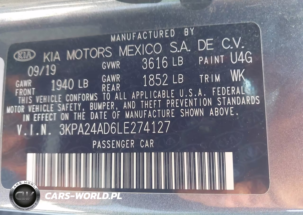 2020 Kia Rio S VIN:3KPA24AD6LE274127 - 9