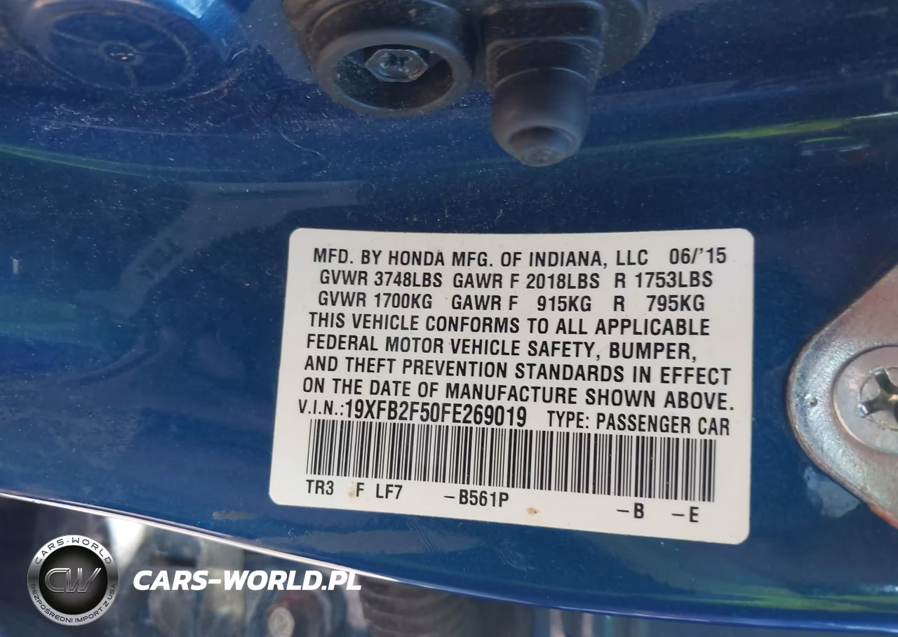 2015 Honda Civic Lx VIN:19XFB2F50FE269019 - 9