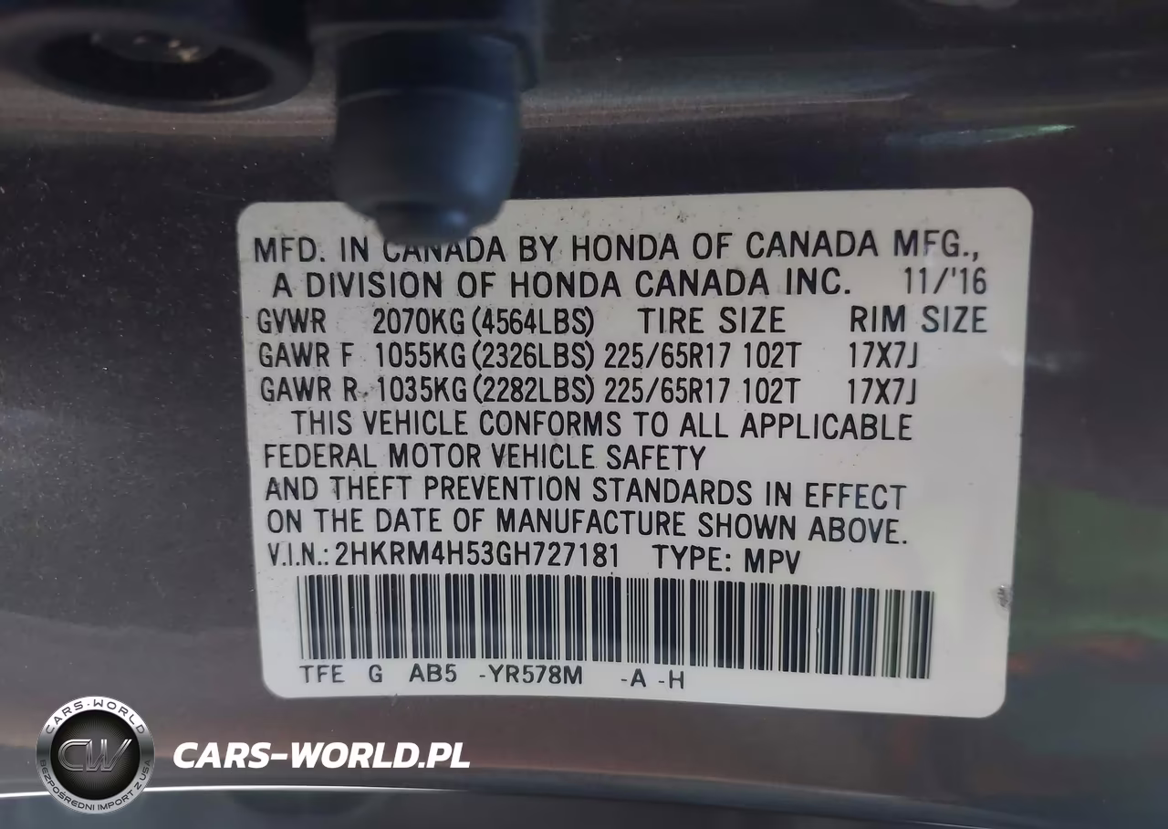 2016 Honda Cr-V Ex VIN:2HKRM4H53GH727181 - 9