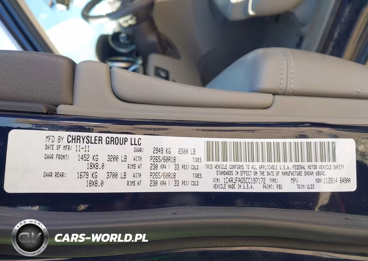 2012 Jeep Grand Cherokee Laredo VIN:1C4RJFAG5CC197172 - 9