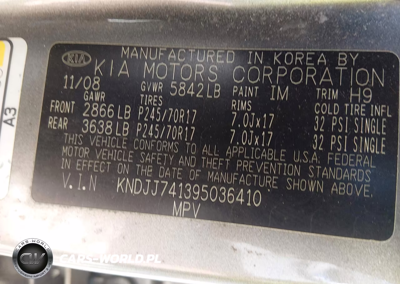2009 Kia Borrego Ex V6 VIN:KNDJJ741395036410 - 9