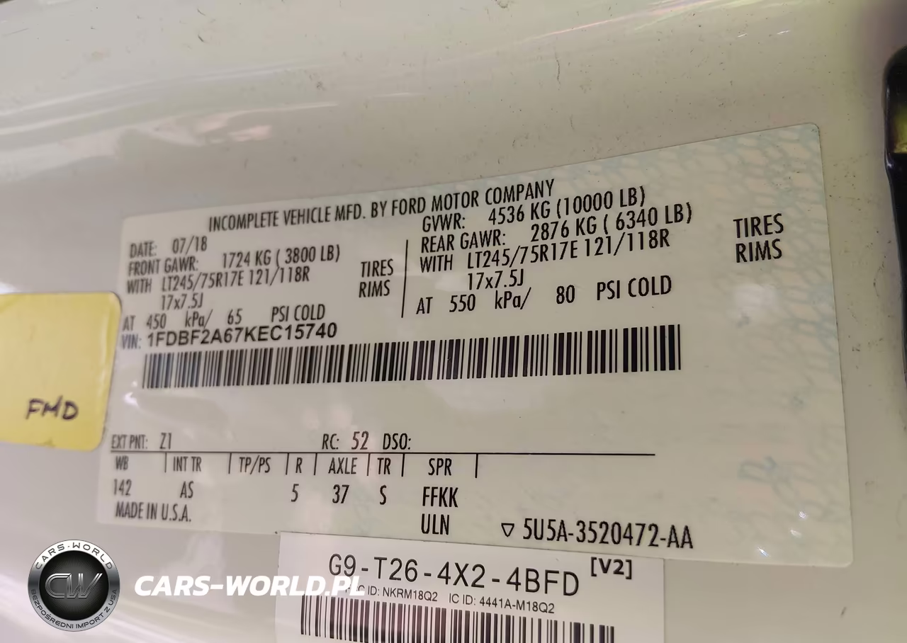 2019 Ford F-250 Xl VIN:1FDBF2A67KEC15740 - 9