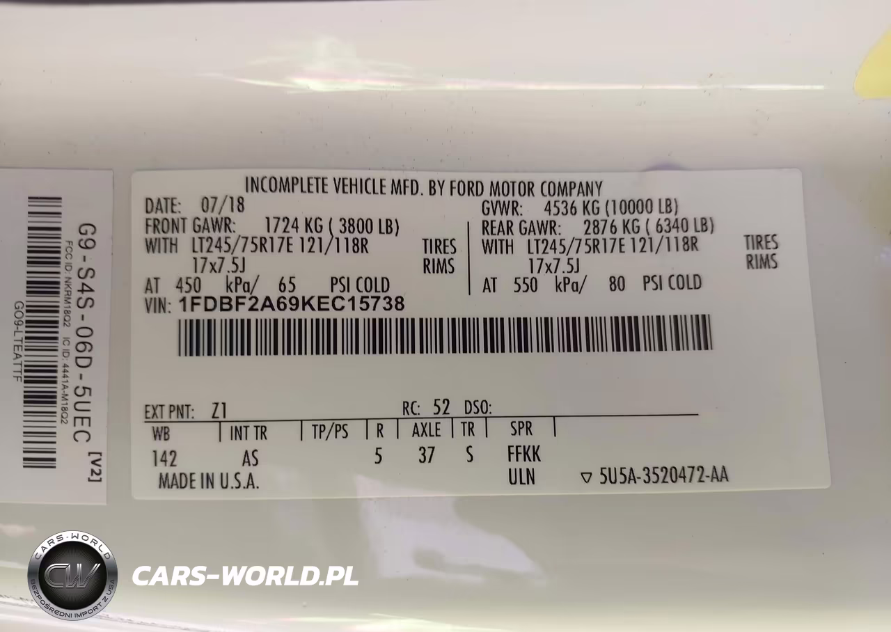 2019 Ford F-250 Xl VIN:1FDBF2A69KEC15738 - 9