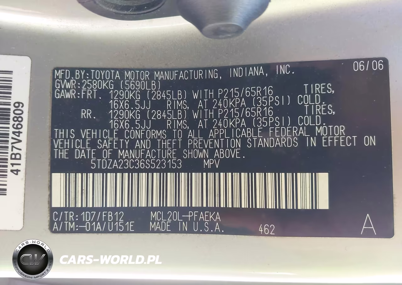 2006 Toyota Sienna Ce VIN:5TDZA23C36S523153 - 9